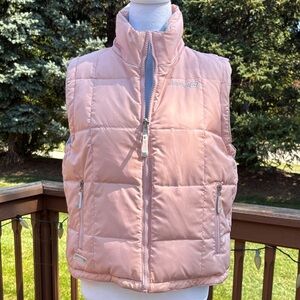 Free Country Pink Puffer Jacket Vest Reversible Gray Pockets EUC lightweight